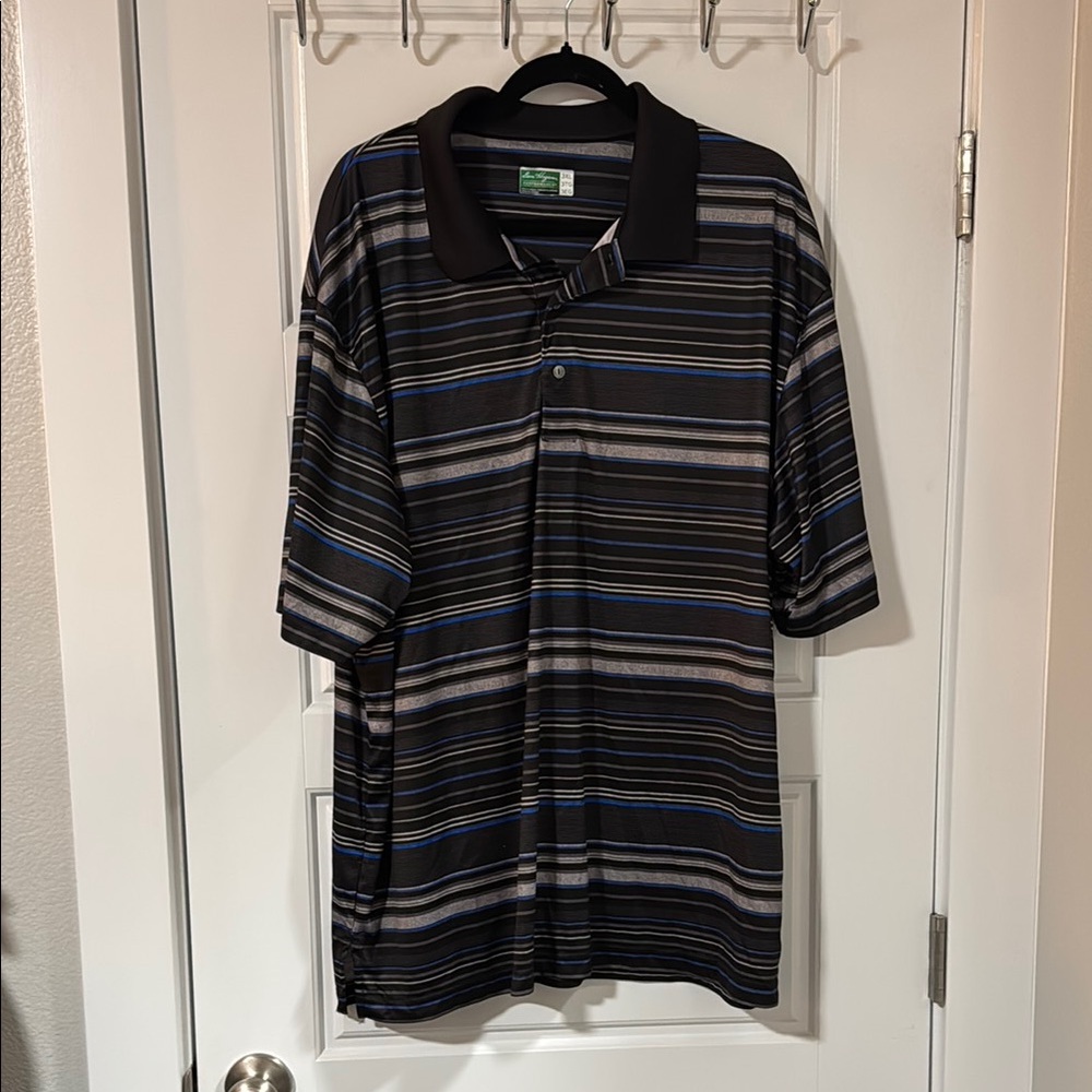 Hogan Black and Blue Polo Shirt with Sporty Stripes